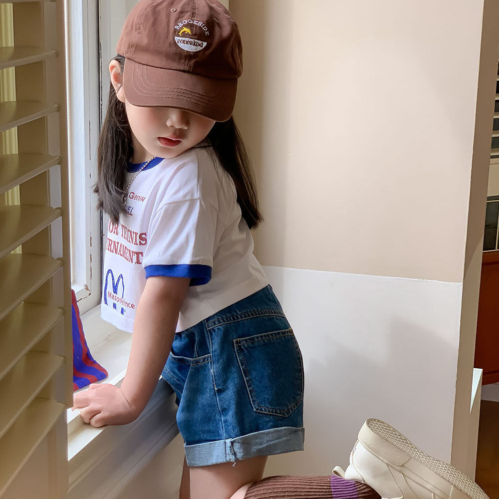 【Promesa】Street Style Short Top with Soft Denim Shorts