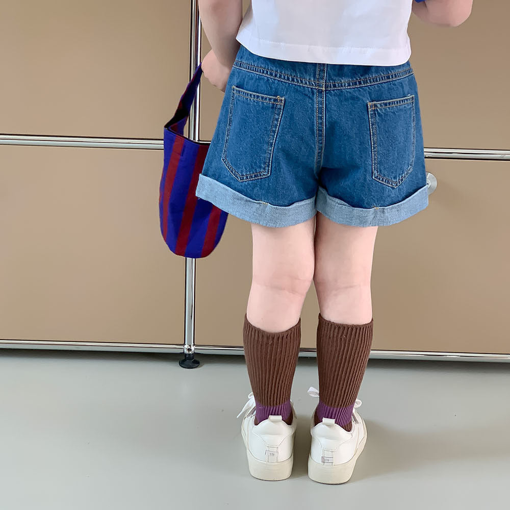 【Promesa】Street Style Short Top with Soft Denim Shorts
