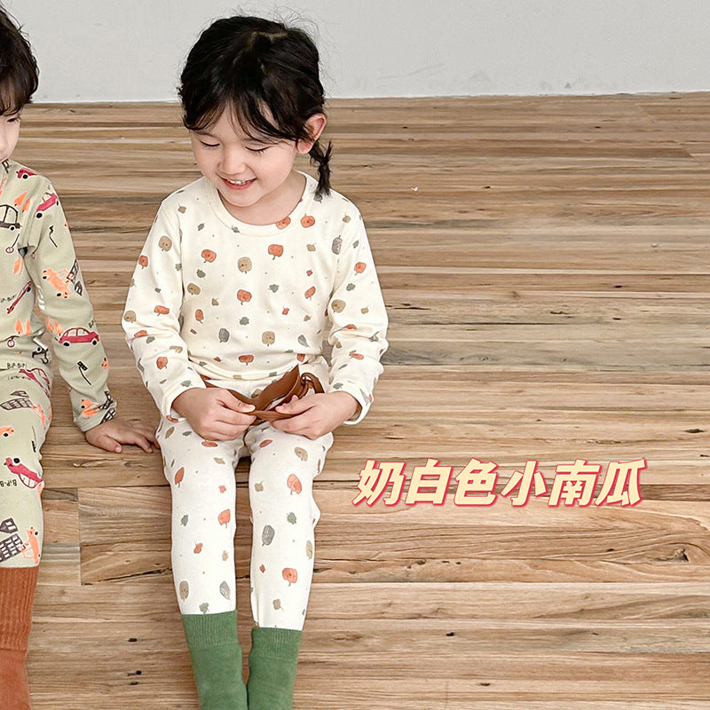 【Promesa】2024 Kid Wool Lycra Cotton-Made Slim Fit Pajamas Set Wear