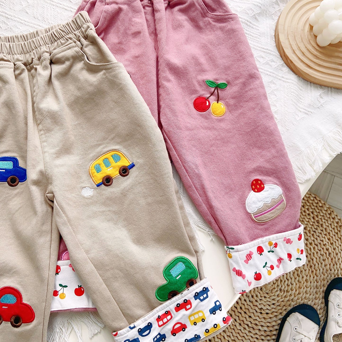 【Promesa】2023 Kid Embroided Cartoon Long Trousers