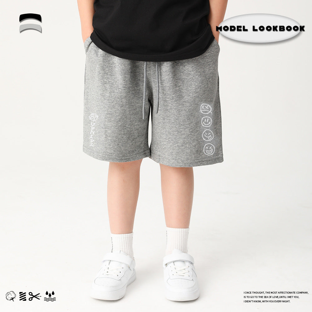 【Promesa】JK Awesome Cool Cotton Smiley Face Sporty Shorts