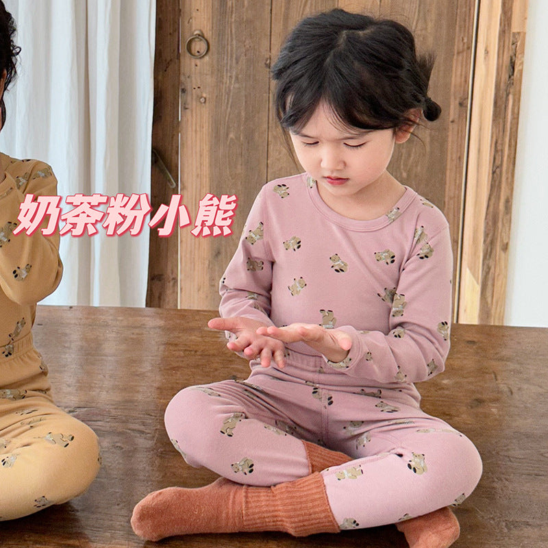 【Promesa】2024 Kid Wool Lycra Cotton-Made Slim Fit Pajamas Set Wear