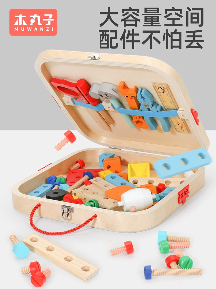 【Promesa】Kid Wooden Building Blocks Tool Box