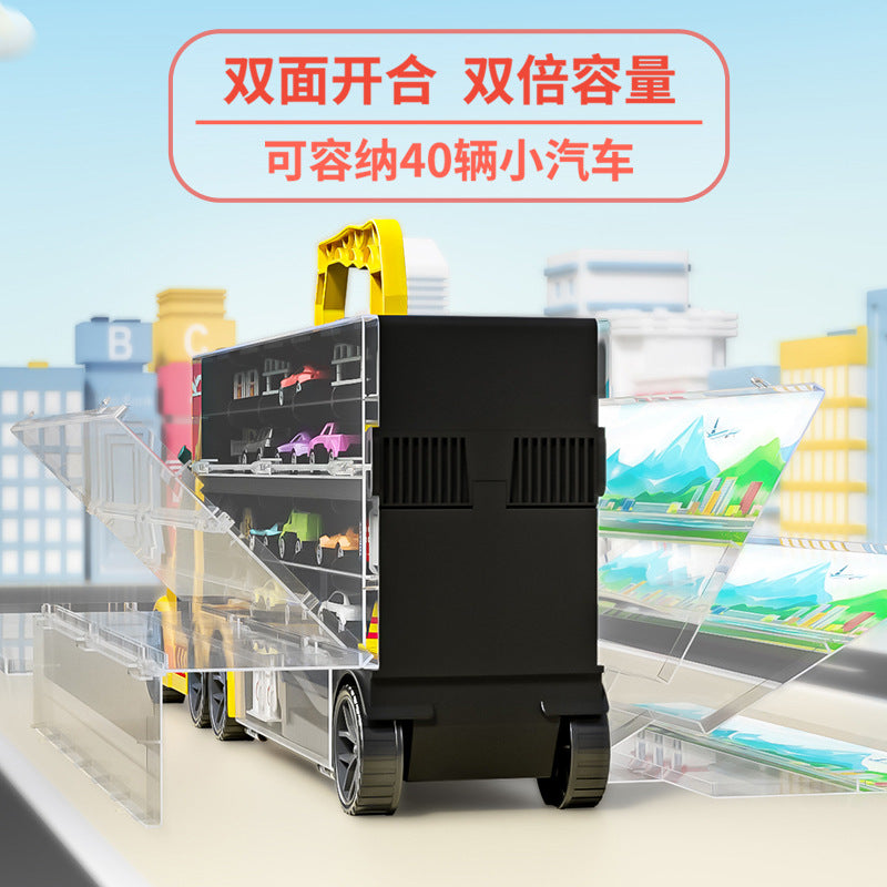 【Promesa】Kid Large Foldable Catapult Container Deformable Large Truck Storage Dual Track Alloy Car