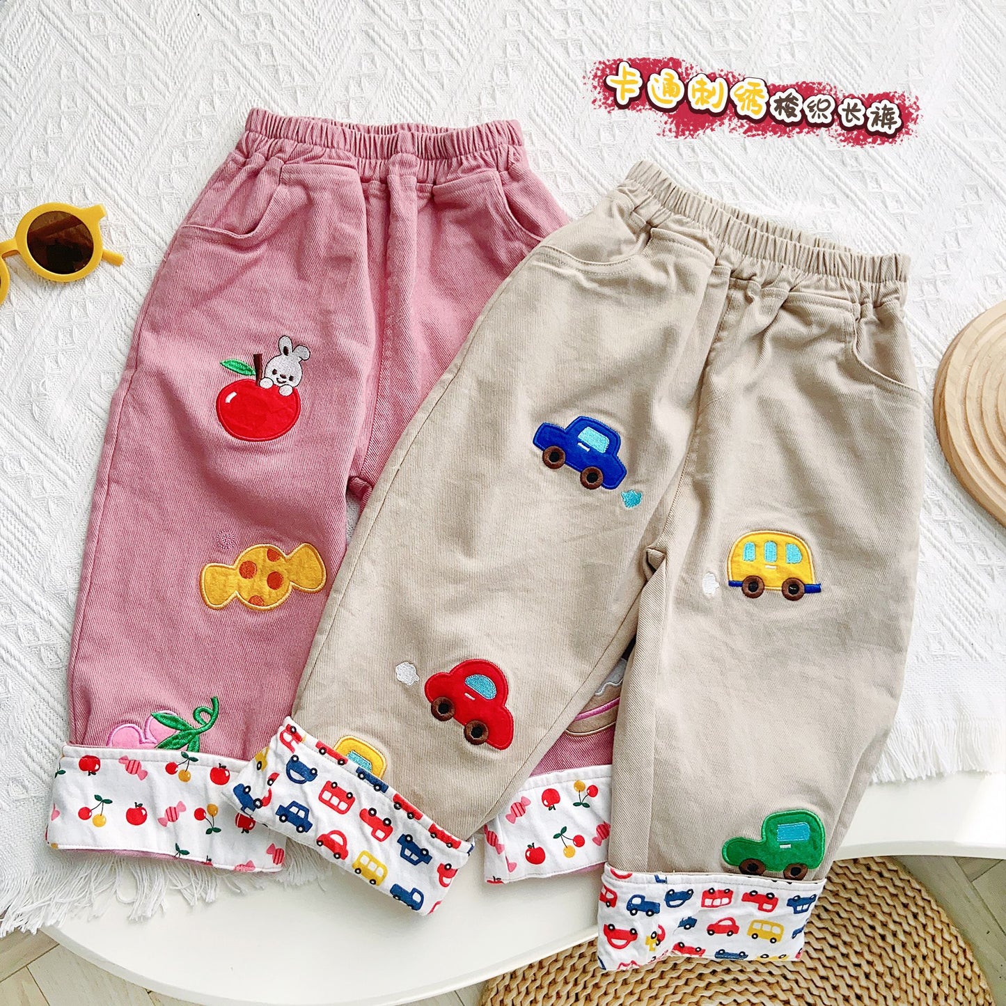 【Promesa】2023 Kid Embroided Cartoon Long Trousers