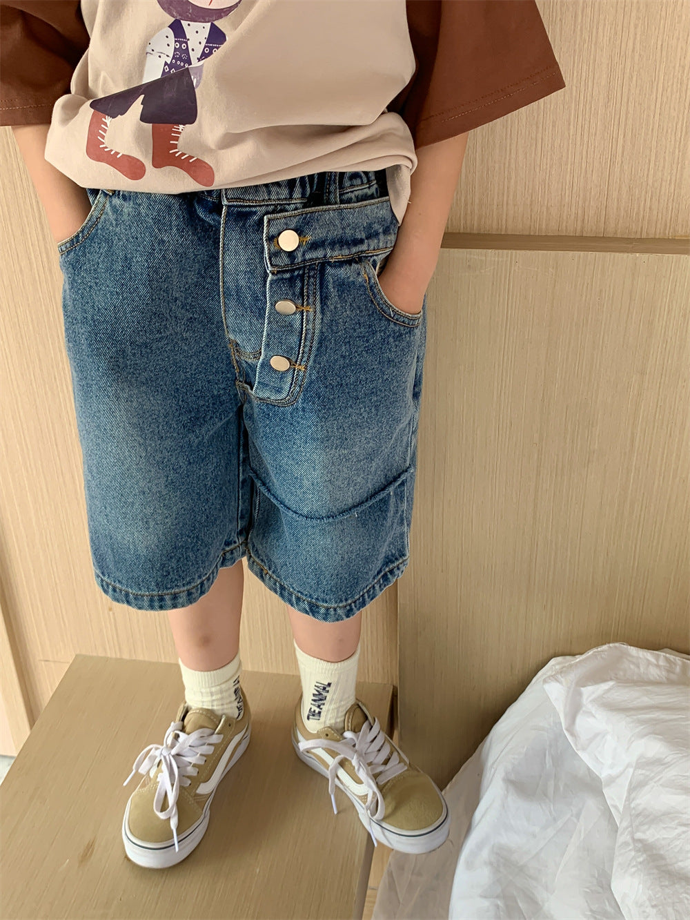 【Promesa】2023 Kid Summer Designer Blue Ripped Shorts