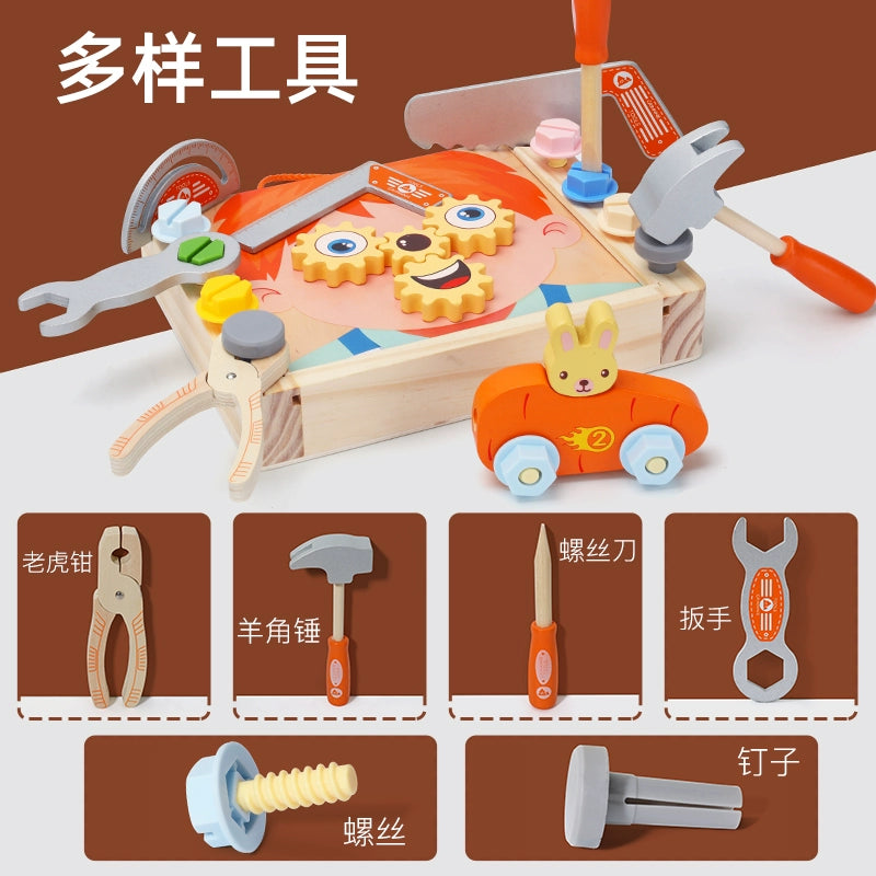 【Promesa】Kid Wooden Building Blocks Tool Box