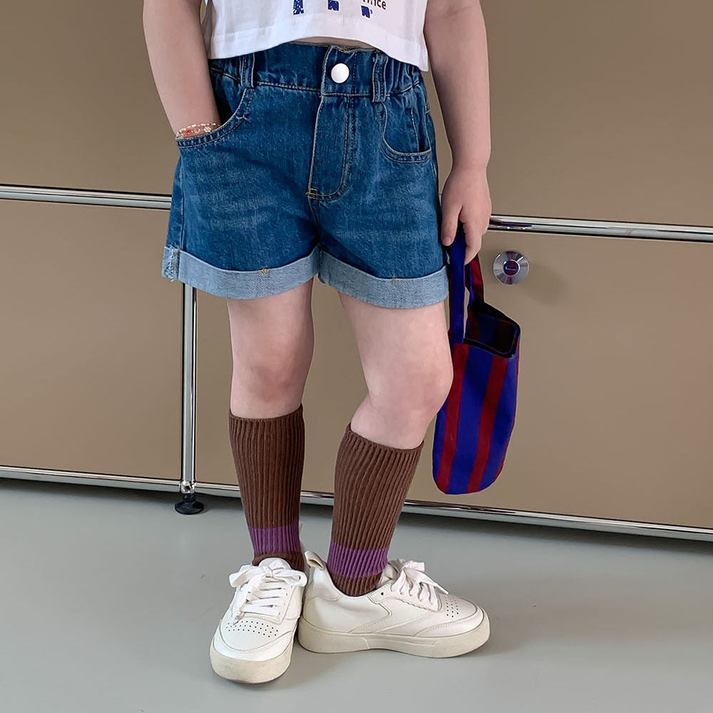 【Promesa】Street Style Short Top with Soft Denim Shorts