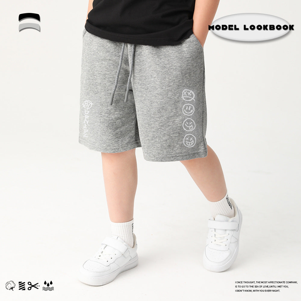 【Promesa】JK Awesome Cool Cotton Smiley Face Sporty Shorts