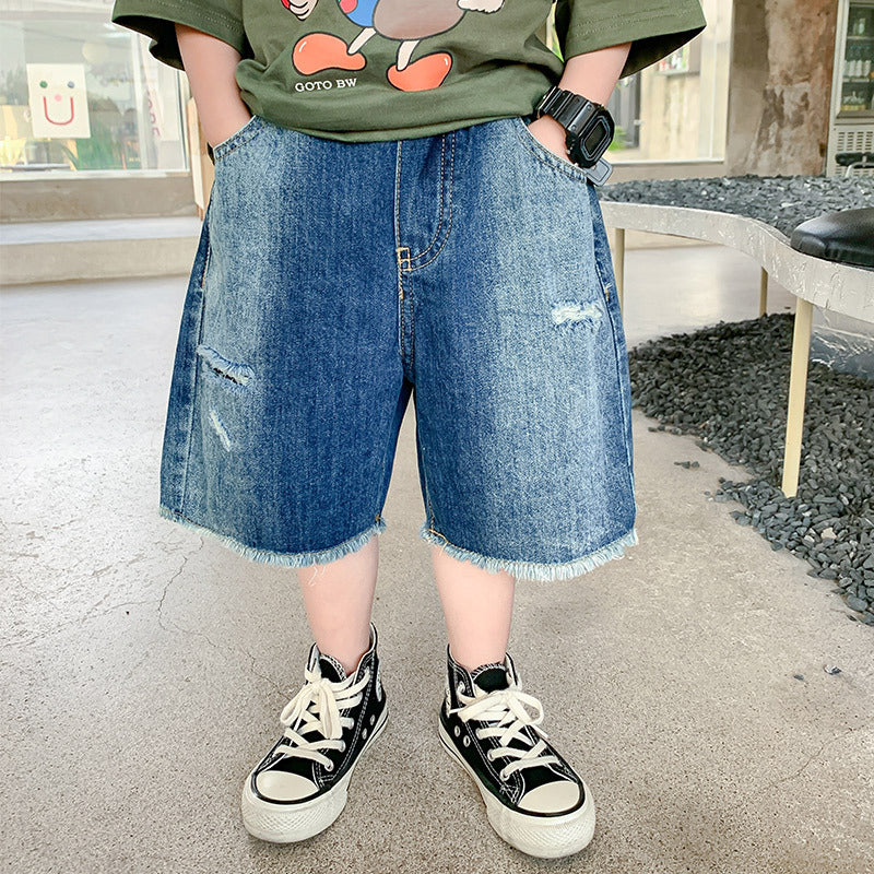 【Promesa】2023 Tomato Olive Green Top & Blue Short Jeans