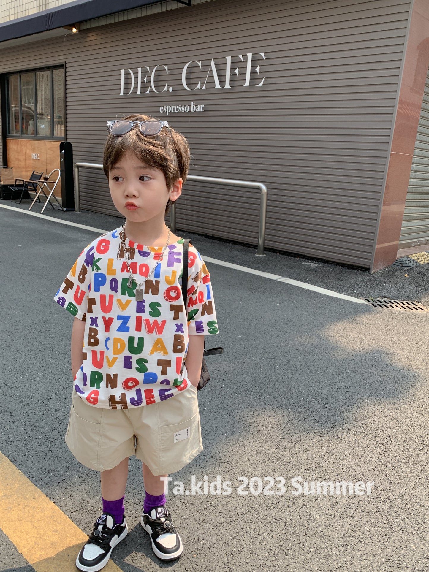【Promesa】Letter ABC Top & Grey Shorts
