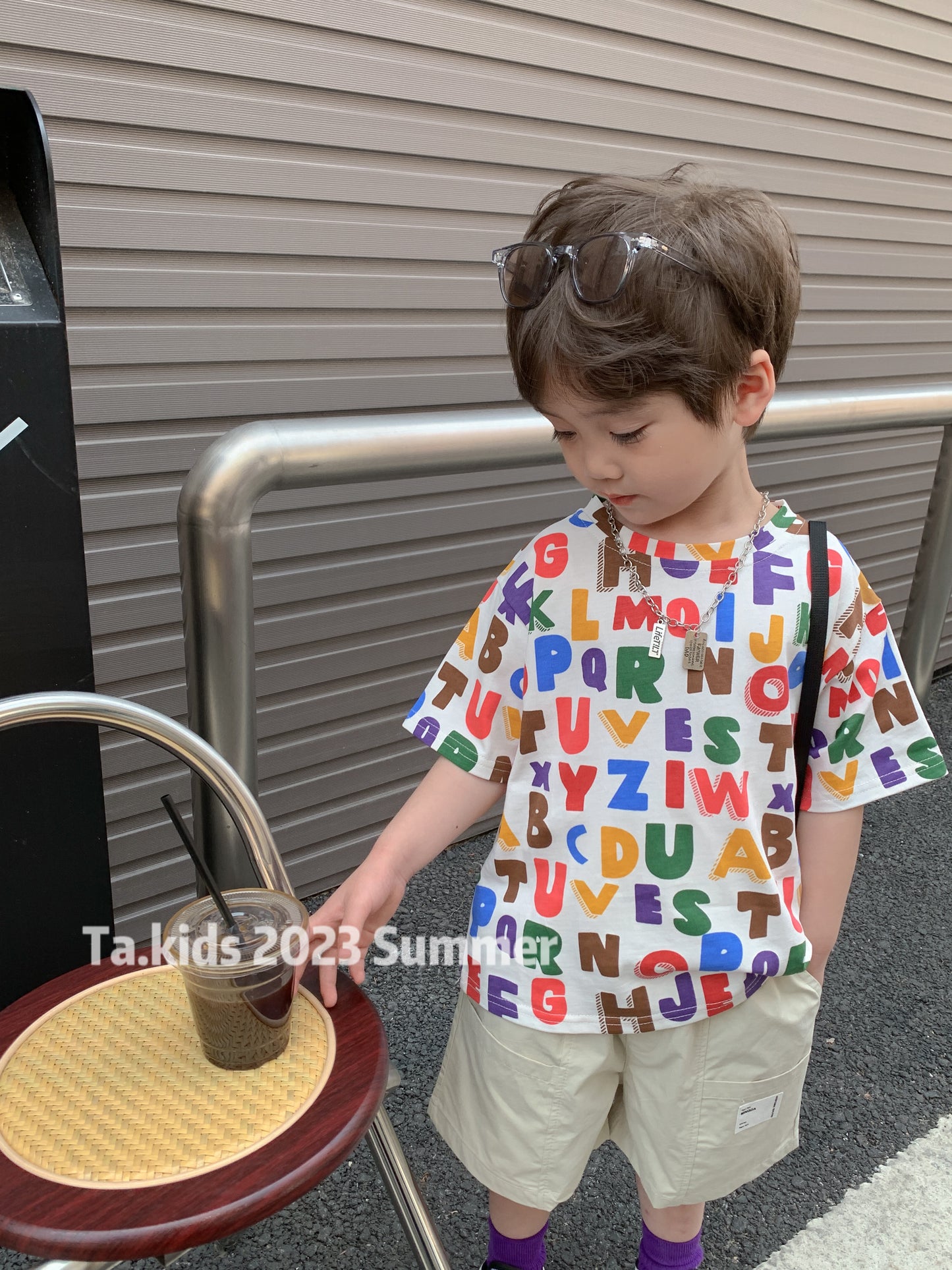 【Promesa】Letter ABC Top & Grey Shorts