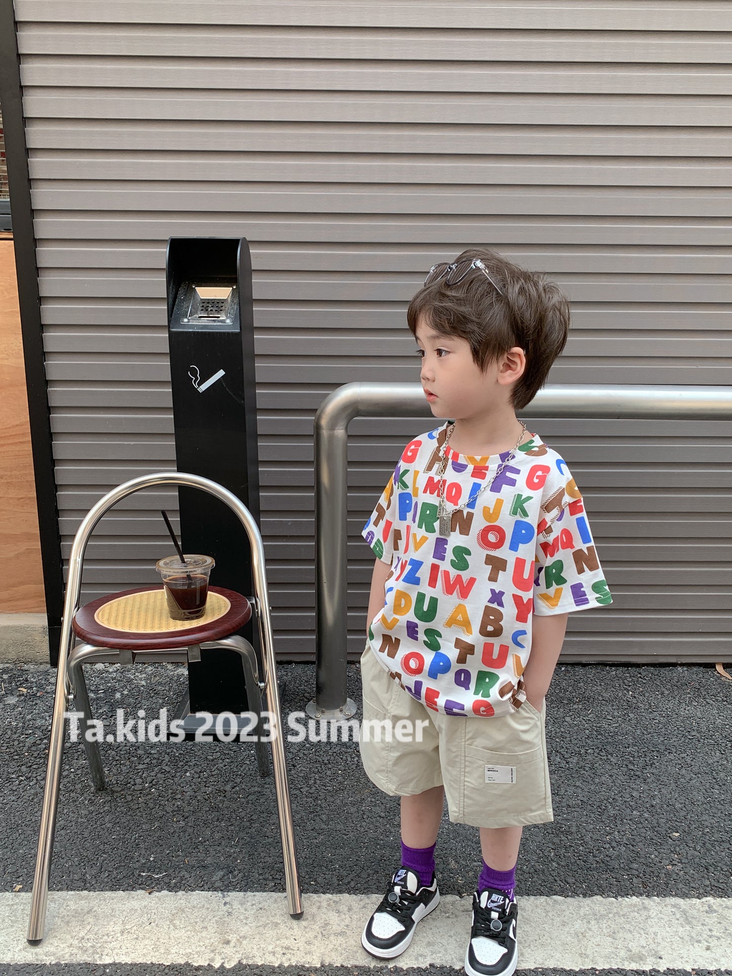 【Promesa】Letter ABC Top & Grey Shorts