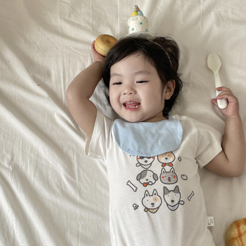 【Promesa】100% Cotton Cute Pattern Romper With Bibs