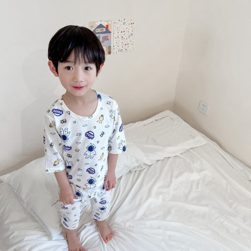 儿童竹纤维呼吸棉薄款家居服 Kid Bamboo Fiber Thin Home Clothing Set Wear
