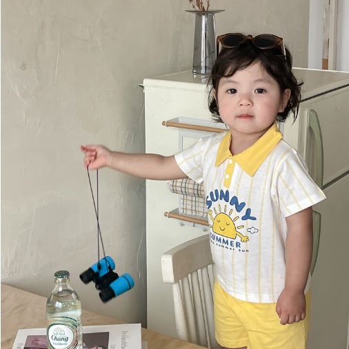 【Promesa】100% Cotton Collar Short Sleeves Short Pants Set wear