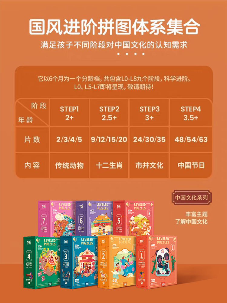 TOI儿童中华文化进阶拼图 TOI Chinese Culture Leveled Puzzle Educational Jigsaw Puzzle