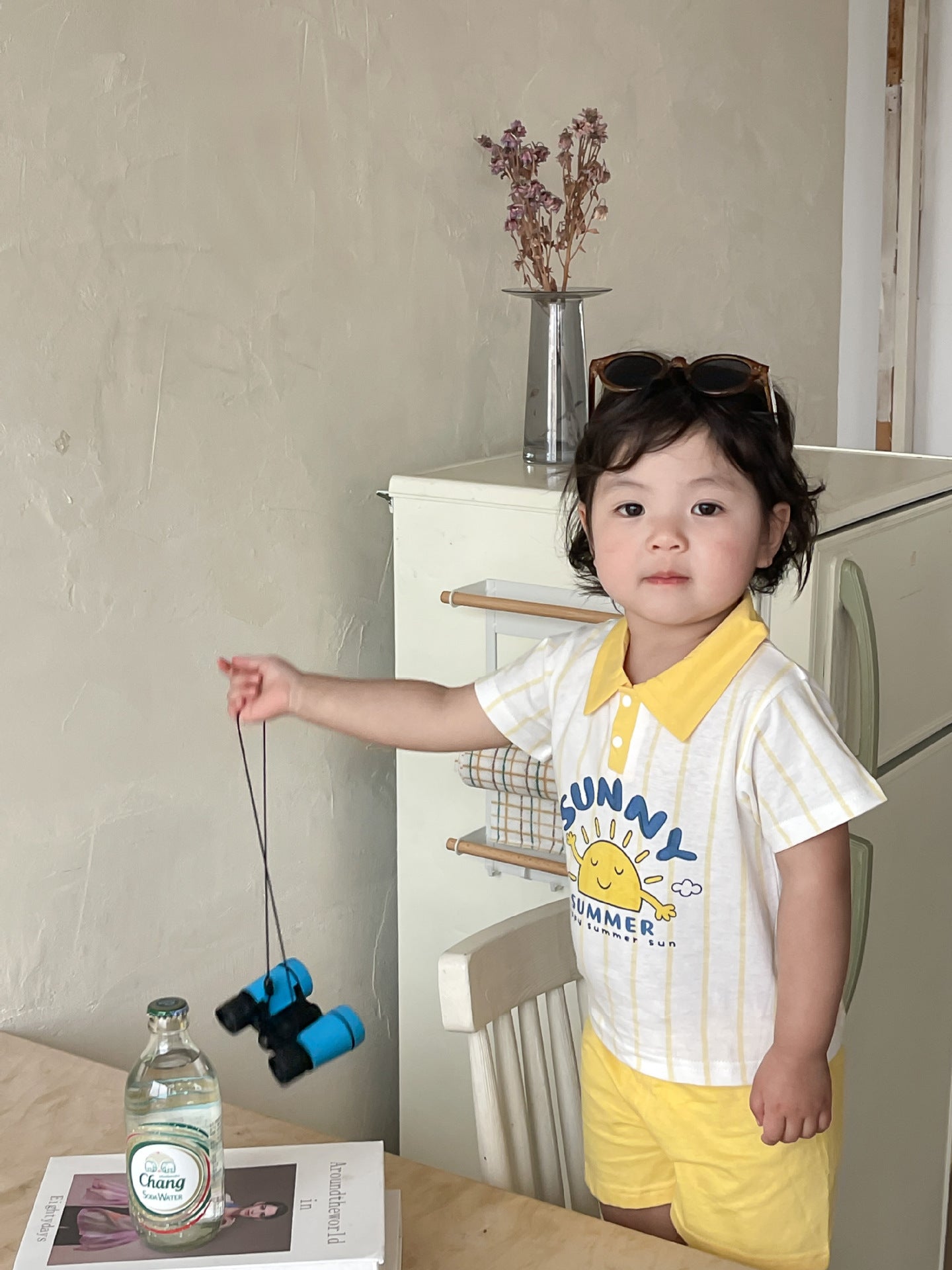【Promesa】100% Cotton Collar Short Sleeves Short Pants Set wear