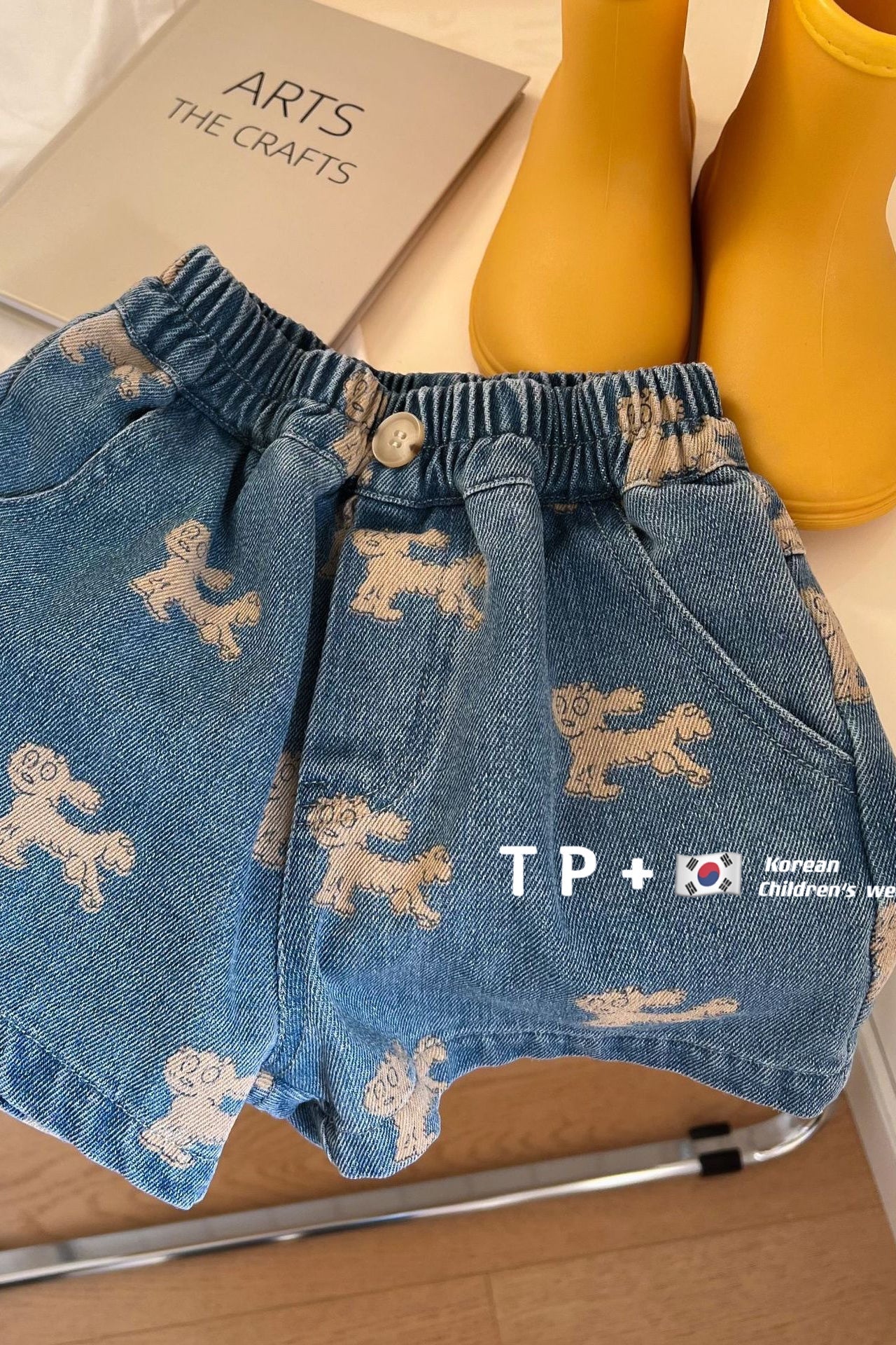 2022 Kids Doggy Printed Denim Shorts