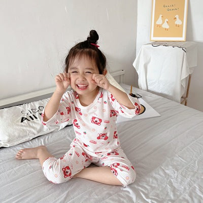 儿童竹纤维呼吸棉薄款家居服 Kid Bamboo Fiber Thin Home Clothing Set Wear