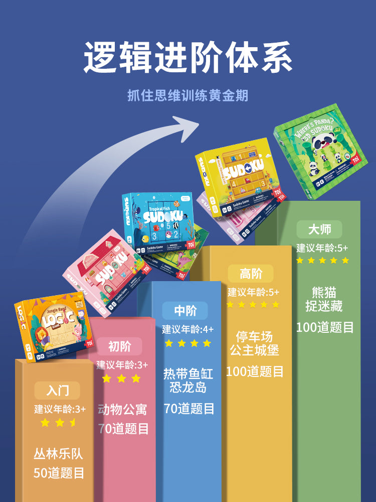 TOI儿童数独游戏逻辑思维进阶训练磁性益智玩具3-4-5-6岁 TOI Sudoku Game Magnetic Board Game Educational Toy For Kids