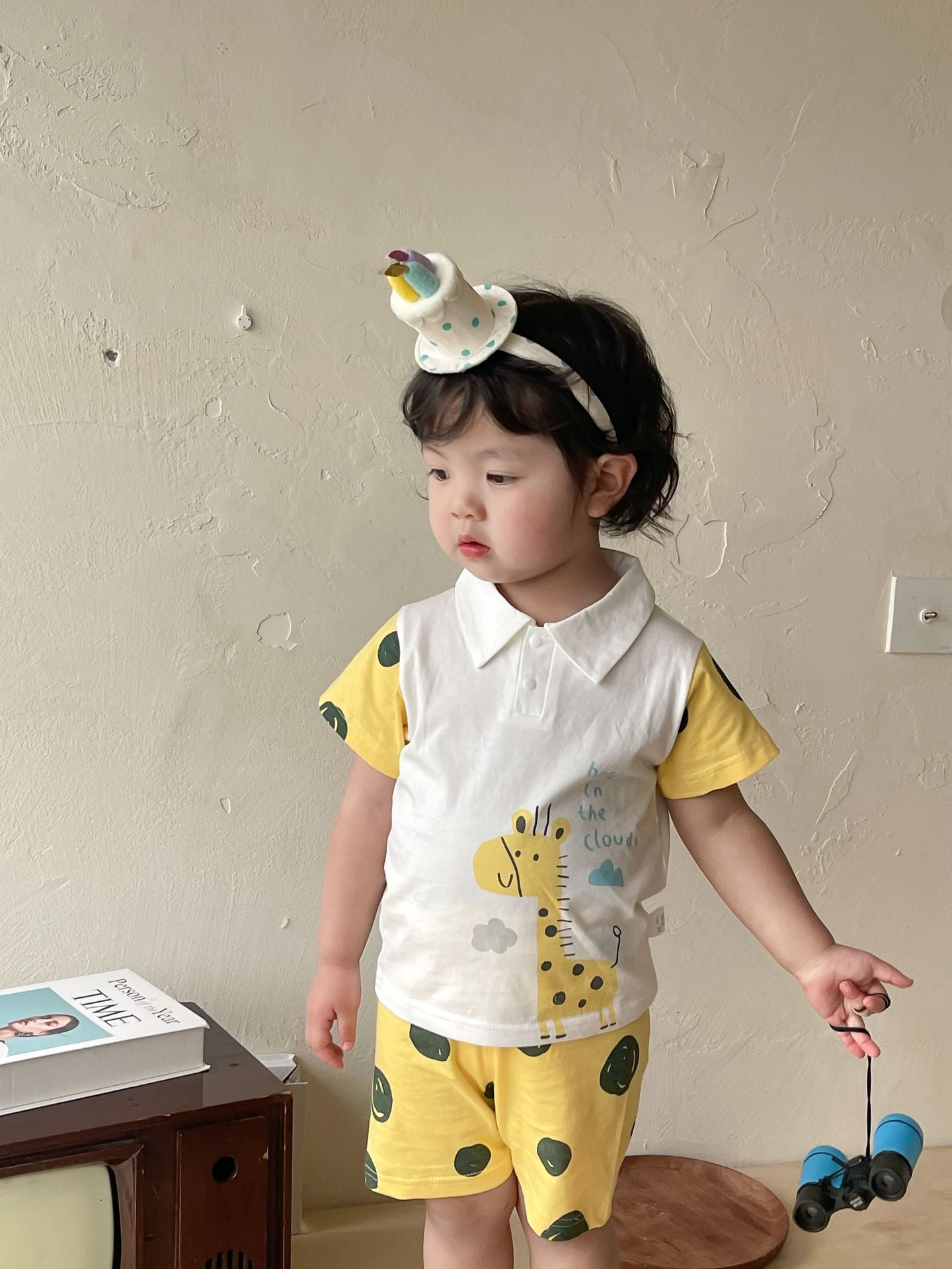 【Promesa】100% Cotton Collar Short Sleeves Short Pants Set wear