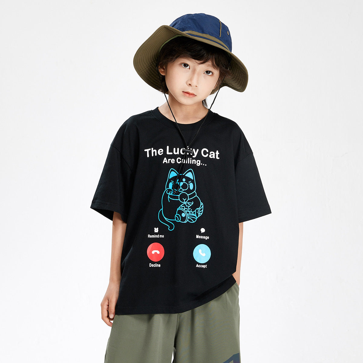 【Promesa】Cat Is Calling with Olive Green Shorts