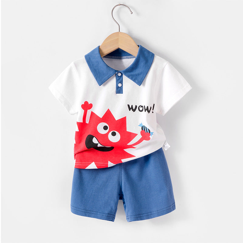 【Promesa】100% Cotton Collar Short Sleeves Short Pants Set wear