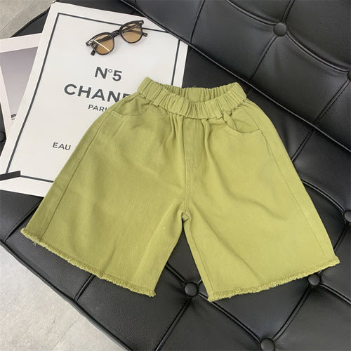 2022 Kid Elastic Raw Edge Maxi Shorts