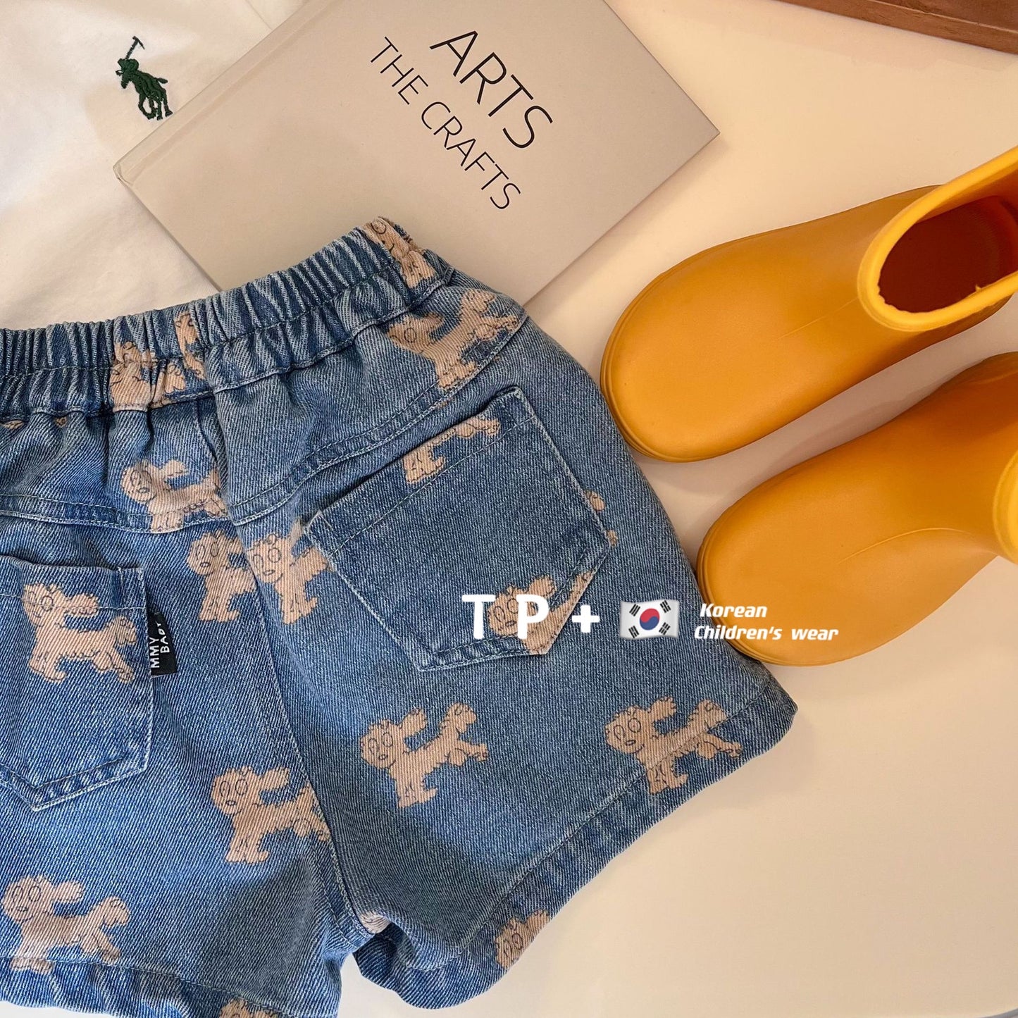 2022 Kids Doggy Printed Denim Shorts
