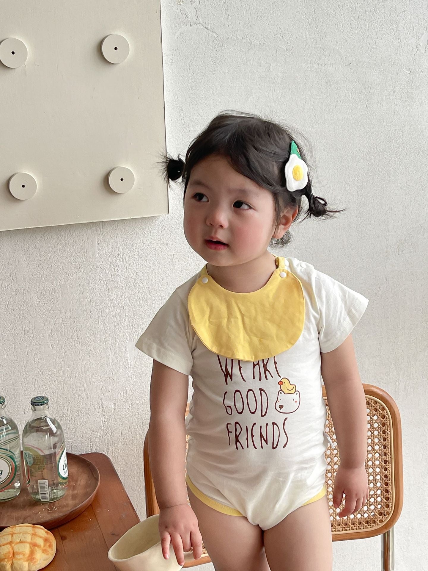 【Promesa】100% Cotton Cute Pattern Romper With Bibs