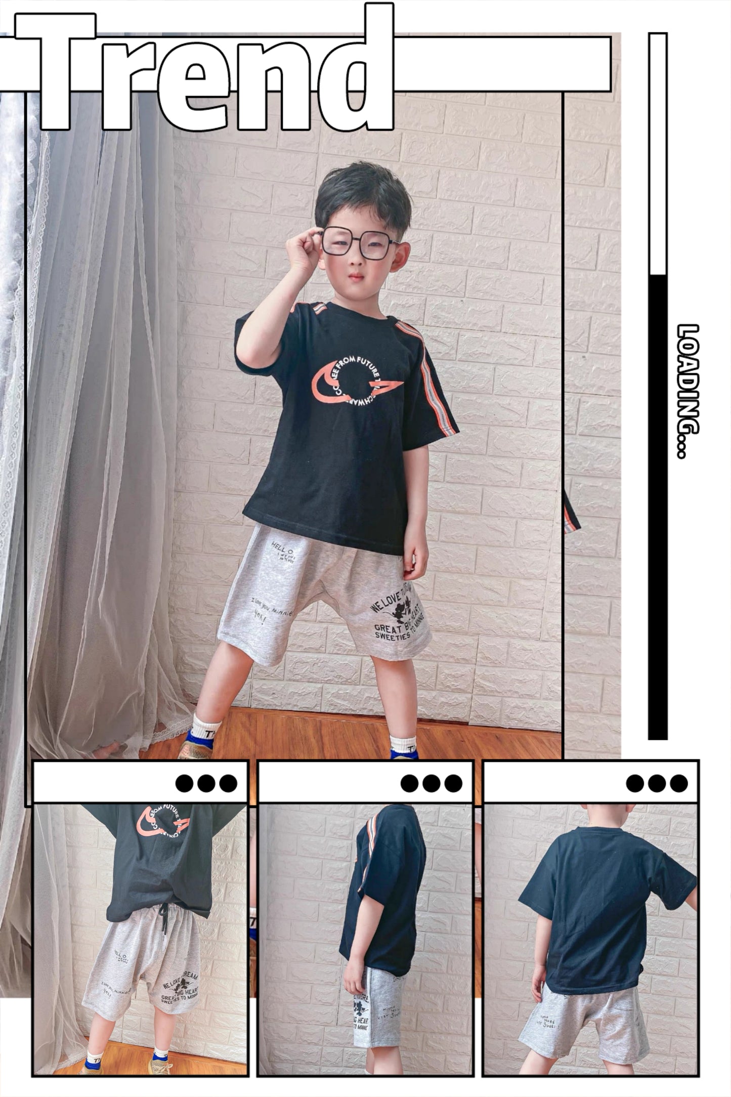 星球上衣 | 撞色、Mickey短裤 Kid Planet Top Short Pants