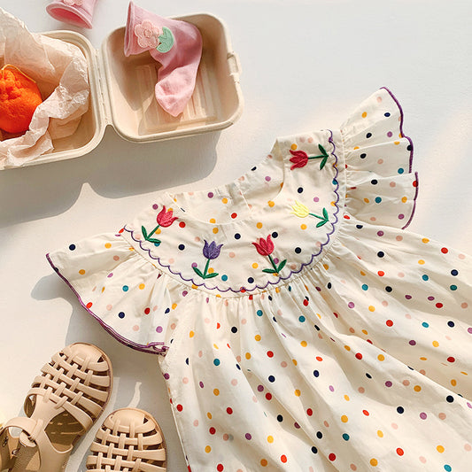 【Promesa】Korea Colourful Tulip Embroidery Dress