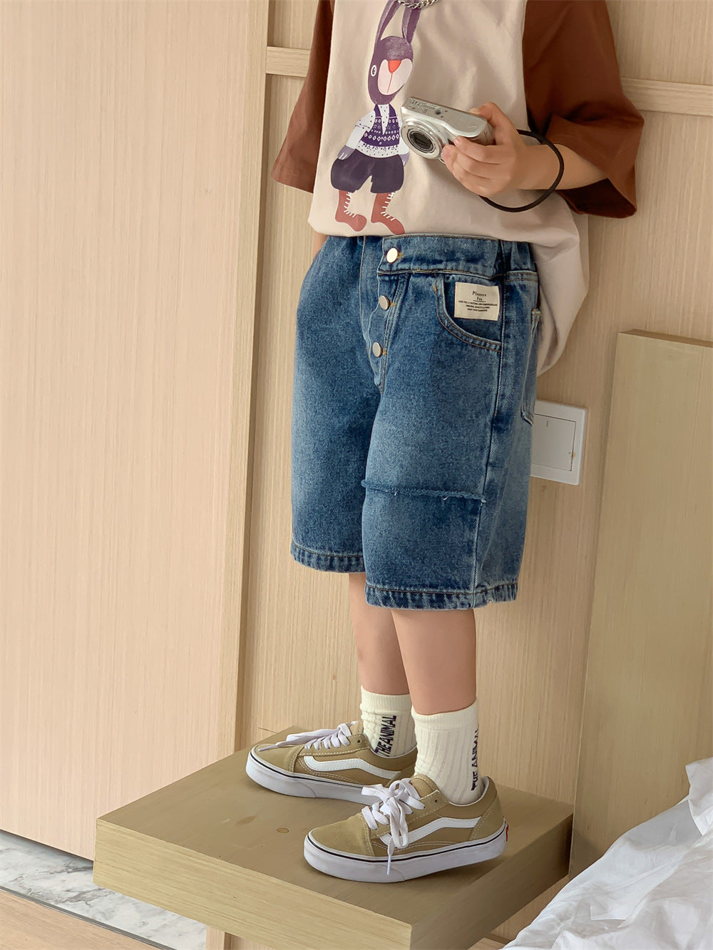 【Promesa】2023 Kid Summer Designer Blue Ripped Shorts