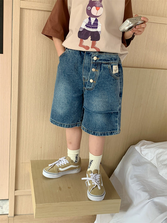 【Promesa】2023 Kid Summer Designer Blue Ripped Shorts