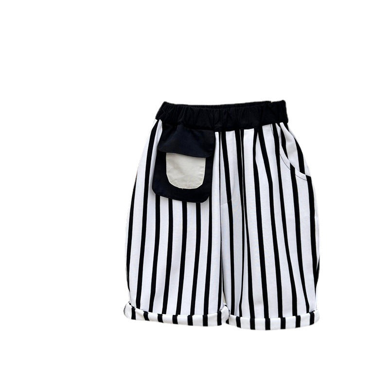 【Promesa】Unisex Strips Pocket Cropped Shorts