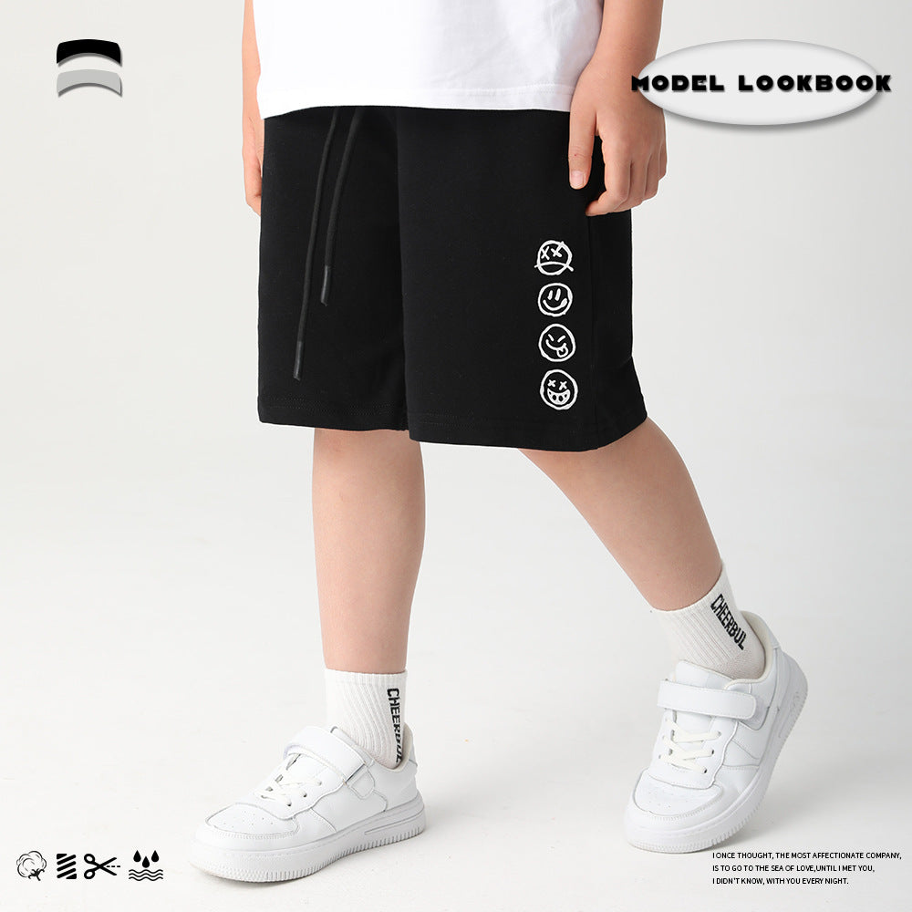 【Promesa】JK Awesome Cool Cotton Smiley Face Sporty Shorts