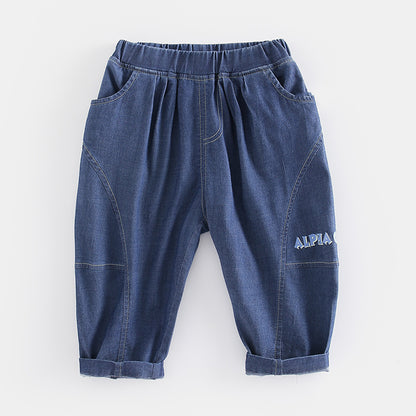 Designer Edition Car Top Blue Silk Long Pants 100% Cotton Kid Wears